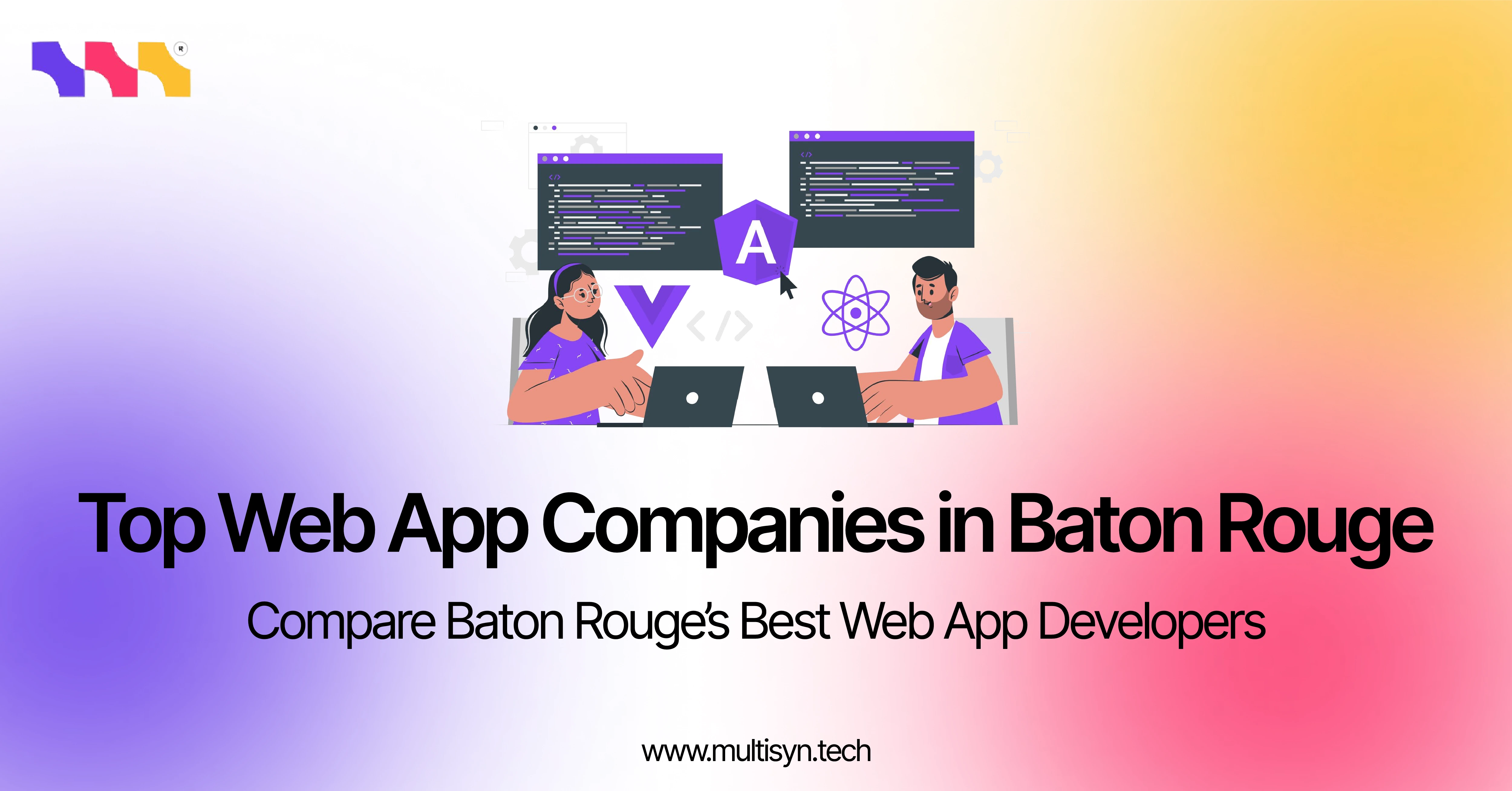Team of developers working on custom web app solutions in a Baton Rouge tech company office